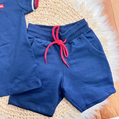 Conj. Camisa Gola Polo Vintage Race e Bermuda - Marinho